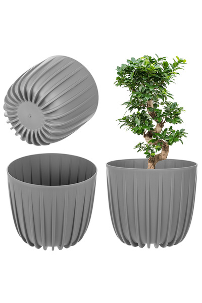 KADAX Husă pentru ghiveci, suport rotund din plastic, gri, 16 cm