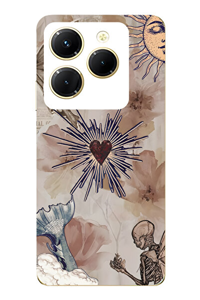 FLAMENKO حافظة هاتف شفافة متوافقة مع Infinix Hot 40i Heart and Butterfly Coll...