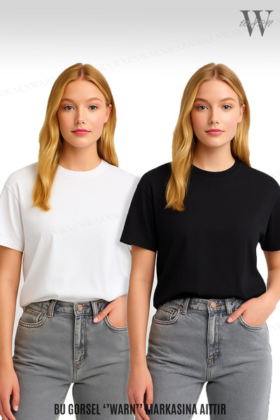 warn 2-Piece Low Shoulder Women's Basic Plain T-Shirt Summer Cotton Piece Fabric