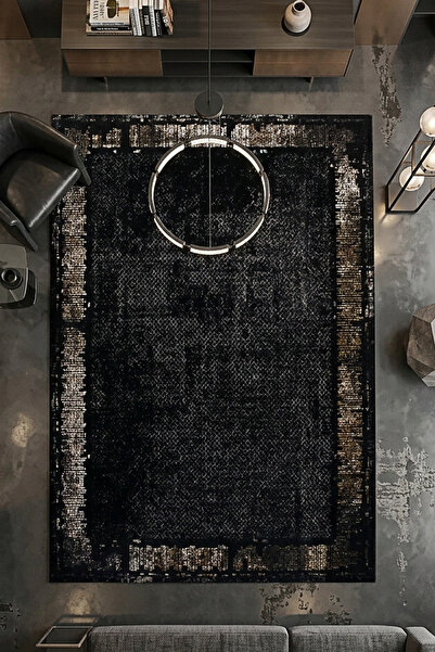 Gülaylar Home Modern Klasik Desenli Siyah Renk Leke Tutmaz Salon, Oturma Odas...