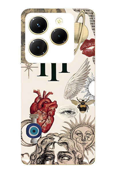 FLAMENKO حافظة هاتف شفافة متوافقة مع Infinix Hot 40i Astro Symbolic Collage و...