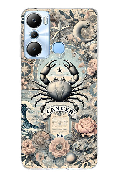 FLAMENKO حافظة هاتف شفافة متوافقة مع Infinix Hot 20i Crab Sign منقوش