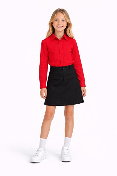 Nacar Gömlekli Kız Çocuk Keten Gösteri Etek Takım 23 Nisan 29 Ekim Gösteri Kı...