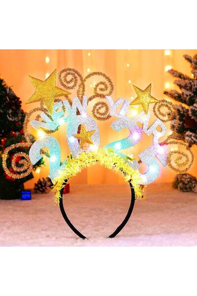 Fashband Светеща лента за глава „Честита Нова Година“ LED ленти за коса за Но...