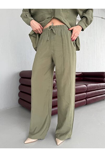VeniLife Wide Leg Fabric Trousers