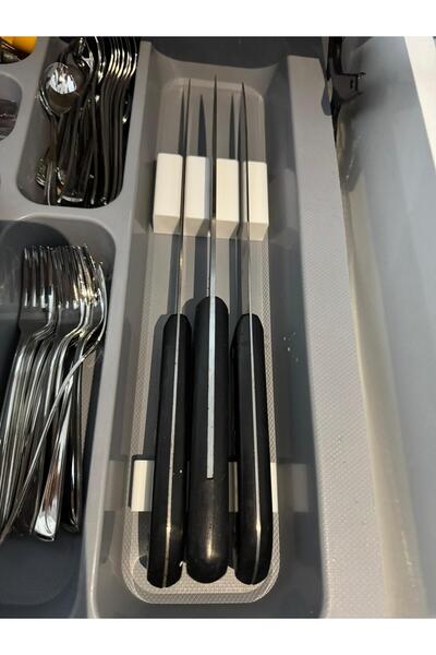 MST3D Mutfak Çekmece İçi Büyük Bıçak Organizeri 3 Yuvalı Mutfak Düzenleyici B...