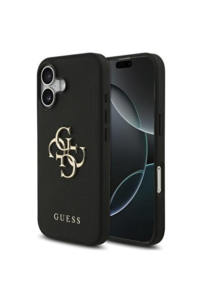 Guess Case for iPhone 17, Hardcase 4G Grained Big and Classic Logo, Black
