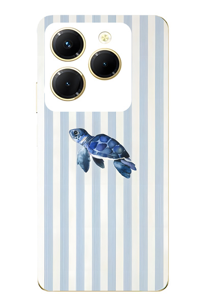 FLAMENKO حافظة هاتف شفافة متوافقة مع هاتف Infinix Hot 40i Sea Turtle منقوش