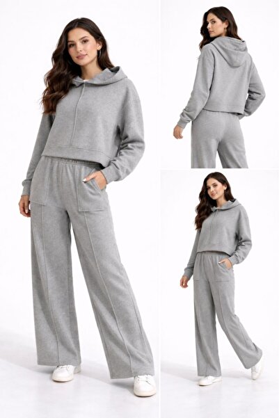 CGA Women's Sports Set Brioche Knit Sets with Short Front and Long Back Hoode...