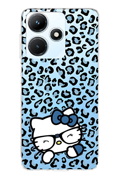 FLAMENKO حافظة هاتف شفافة متوافقة مع هاتف Infinix Hot 30i من نوع Kitty منقوش