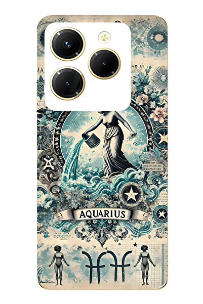 FLAMENKO حافظة هاتف شفافة متوافقة مع هاتف Infinix Hot 40i من نوع Aquarius منقوش