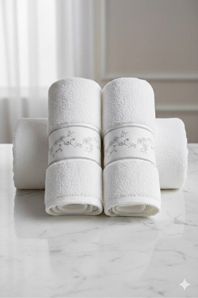 Özdilek Danıela Beyaz 2-Piece Ktl Towel Embroidered-2 Light Glitter