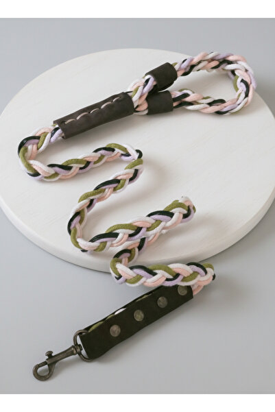 balkonda Dog Walking Leash Collar 6 Layers Hair Braid Macramé Cotton Strands