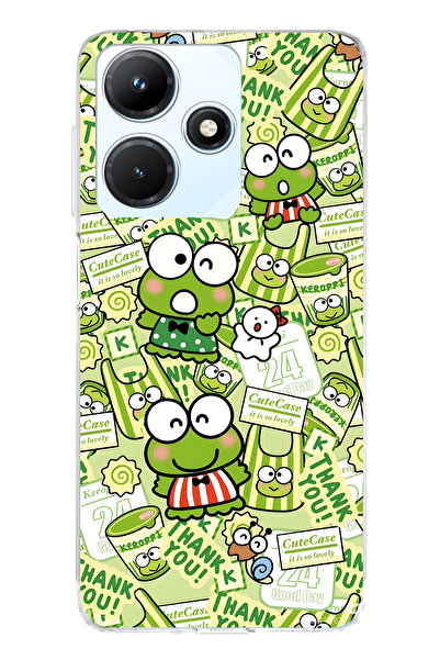 FLAMENKO حافظة هاتف شفافة متوافقة مع هاتف Infinix Hot 30i Cute Frog منقوش