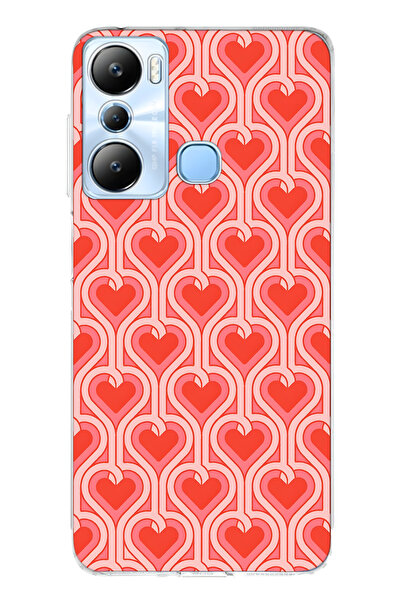 FLAMENKO حافظة هاتف شفافة متوافقة مع هاتف Infinix Hot 20i Retro Heart منقوش