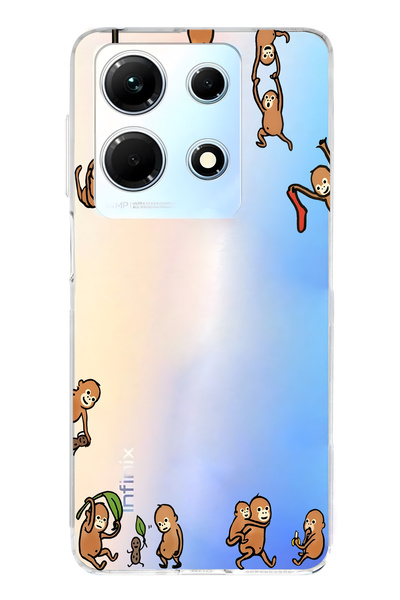 FLAMENKO حافظة هاتف شفافة متوافقة مع هاتف Infinix Note 30 Monkeys منقوش
