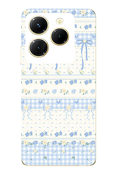 FLAMENKO حافظة هاتف شفافة متوافقة مع Infinix Hot 40i باللون الأزرق وفيونك آند...