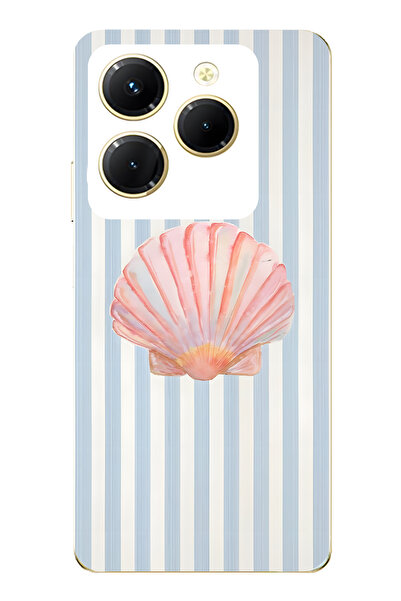 FLAMENKO حافظة هاتف شفافة متوافقة مع إنفينيكس هوت 40i من نوع Sea Shell منقوش