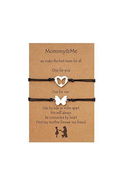 EFAYN.RO Family bracelet set, mother and child, butterfly pendant, adjustable...