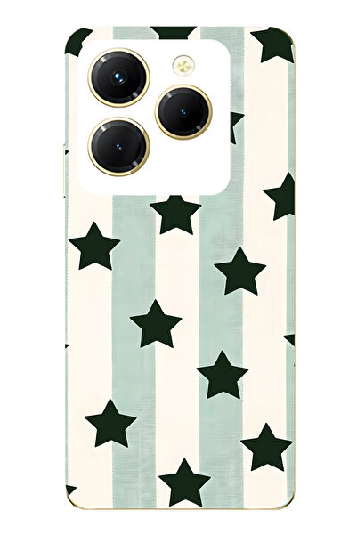 FLAMENKO حافظة هاتف شفافة متوافقة مع Infinix Hot 40i مخطط Star منقوش