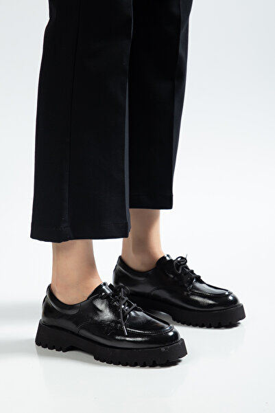 MODA MHS Pantofi de damă ortopedici cu șireturi, groși, model Oxford, linie m...