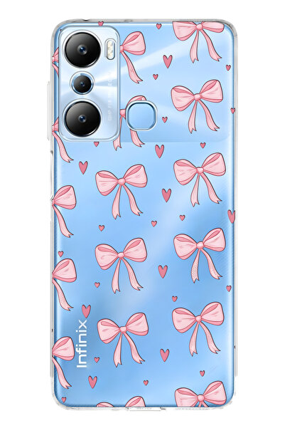 FLAMENKO حافظة هاتف شفافة متوافقة مع هاتف Infinix Hot 20i باللون الوردي منقوش