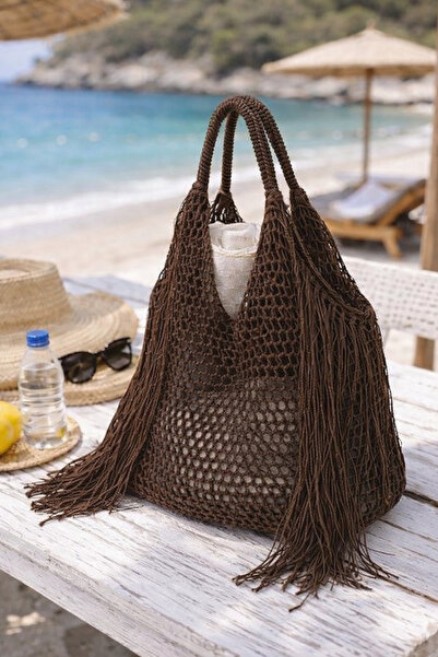 BAGS Hasır Plaj Çantası Kahverengi