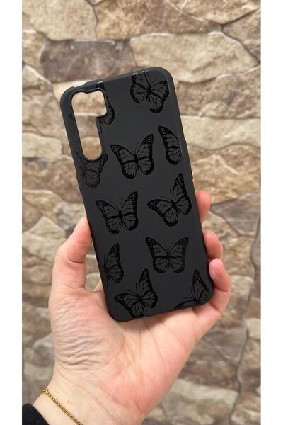 Vip Case Oppo A91 Compatible Black Butterfly Patterned Silicone Shock-Absorbi...
