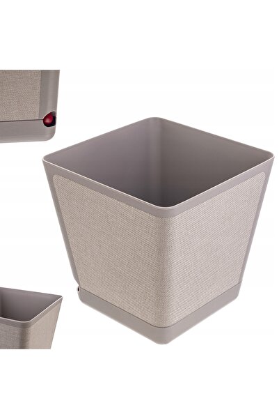 KADAX Husă pentru ghiveci cu suport, model pătrat bej, model textil, 24 cm, bej