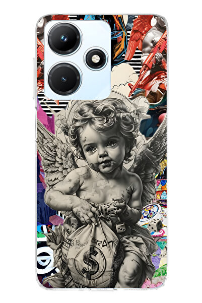 FLAMENKO حافظة هاتف شفافة متوافقة مع هاتف Infinix Hot 30i من Melek Kolaj منقوش