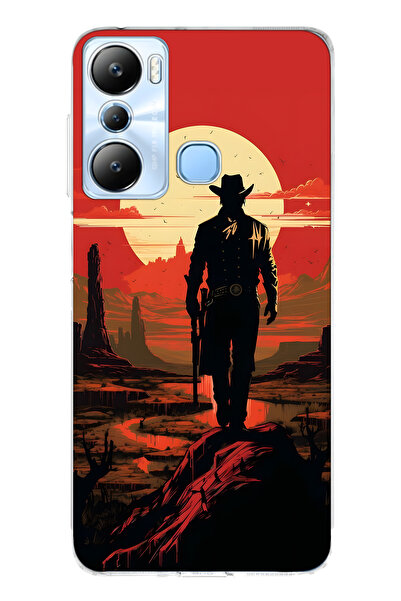 FLAMENKO حافظة هاتف شفافة متوافقة مع هاتف Infinix Hot 20i Cowboy Sunset منقوش