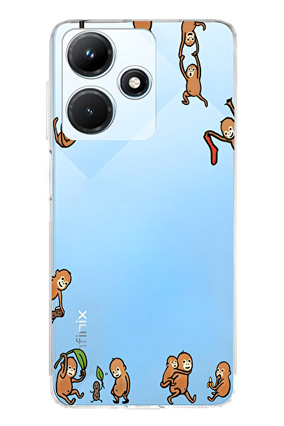 FLAMENKO حافظة هاتف شفافة متوافقة مع هاتف Infinix Hot 30i Monkeys منقوش
