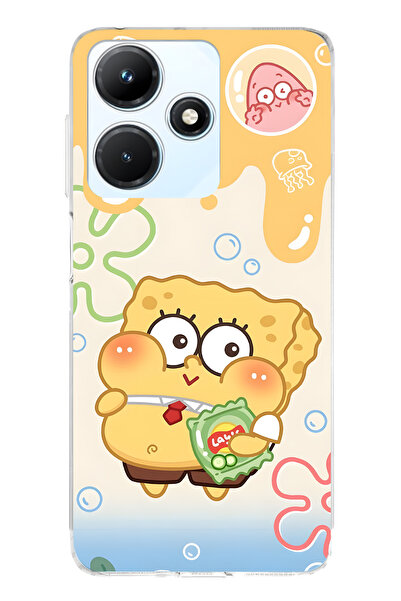 FLAMENKO حافظة هاتف شفافة متوافقة مع Infinix Hot 30i من SpongeBob منقوش