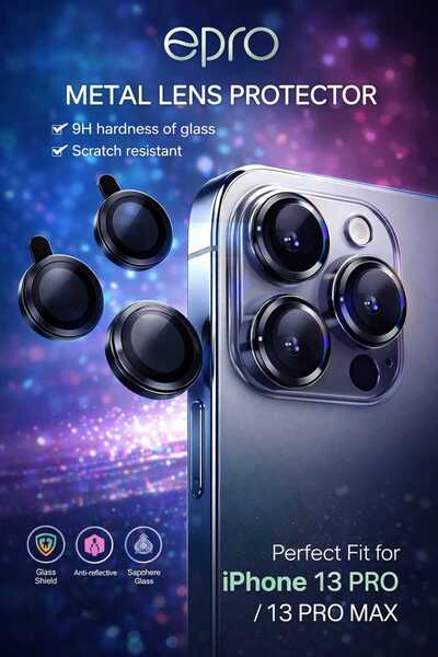 EPRO واقي كاميرا أسود متوافق مع آيفون 13 برو و13 برو ماكس