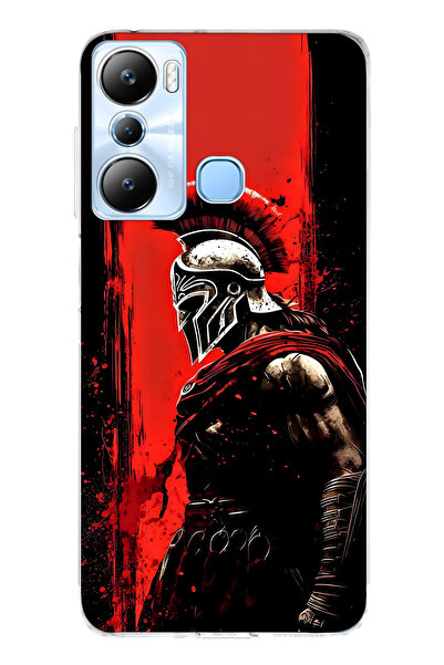 FLAMENKO حافظة هاتف شفافة متوافقة مع Infinix Hot 20i Warrior Sparta منقوش