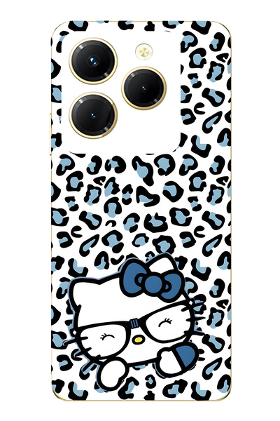 FLAMENKO حافظة هاتف شفافة متوافقة مع هاتف Infinix Hot 40i من نوع Kitty منقوش