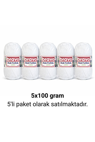 Bravo Natura pamuk bela 306 Pamuk pređa 100gr 200m pređa za pletenje amigurum...