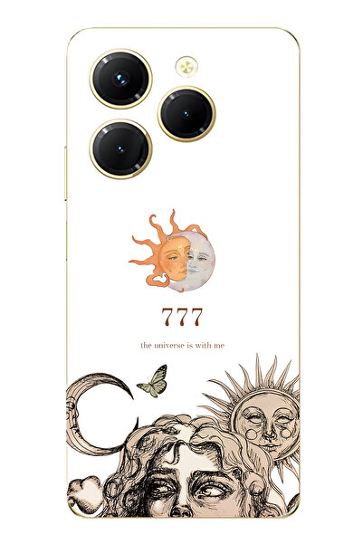 FLAMENKO حافظة هاتف شفافة متوافقة مع Infinix Hot 40i Sun and Moon 777 منقوش