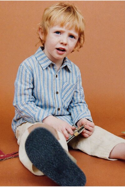 Magu Boy's Cotton Pack Blue Striped Shirts - Long Sleeve, Pocketed , Buttoned...