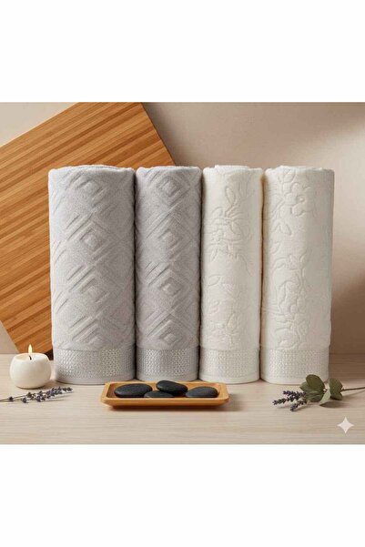 Özdilek Pastoral Cream-Gray Best Set (Hamam Set)