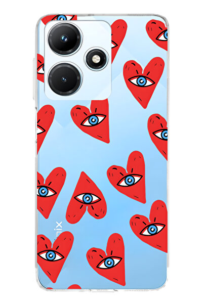 FLAMENKO حافظة هاتف شفافة متوافقة مع هاتف Infinix Hot 30i من نوع Eye Heart منقوش