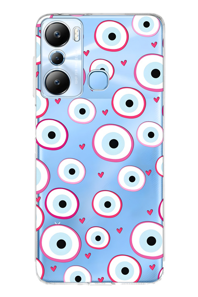 FLAMENKO حافظة هاتف شفافة متوافقة مع هاتف Infinix Hot 20i باللون الوردي منقوش