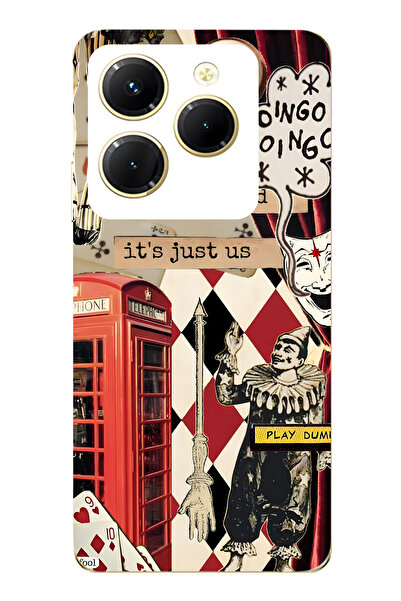 FLAMENKO حافظة هاتف شفافة متوافقة مع Infinix Hot 40i Clown Collage منقوش