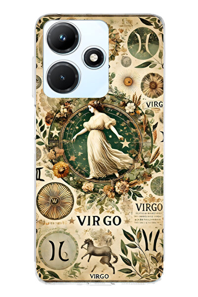 FLAMENKO حافظة هاتف شفافة متوافقة مع Infinix Hot 30i من نوع Başak Burcu منقوش