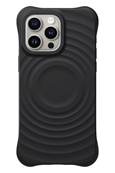 VERTEK Μαγνητική θήκη σιλικόνης Ripple Texture για Apple iPhone 16 Pro - Μαύρη