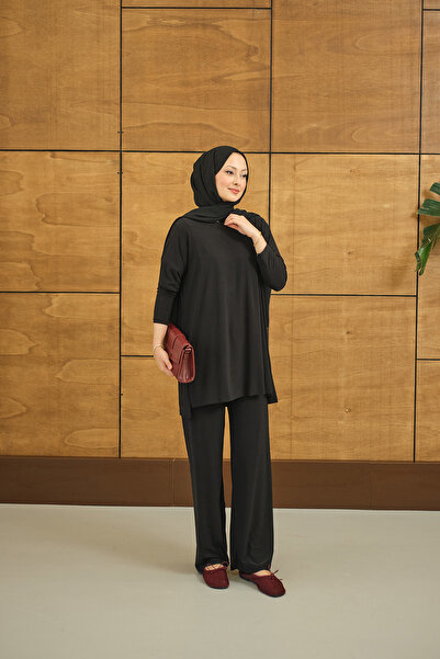 LOCCO Women's Side Slit Detail Two-Piece Suit Black