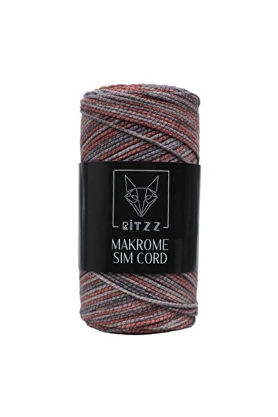 Ritzz Макраме Sim Cord 2 мм теракота сиво