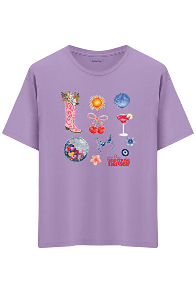 BetterThanCo Dragoste de sine cu imprimeu guler rotund supradimensionat tricou