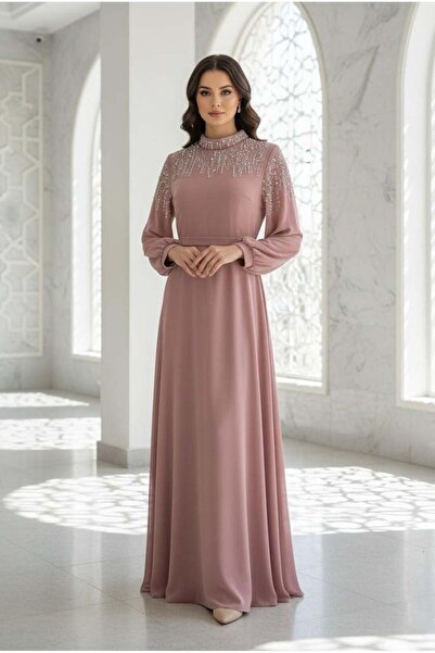 hakimoda فستان سهرة شيفون زيشان بودرة