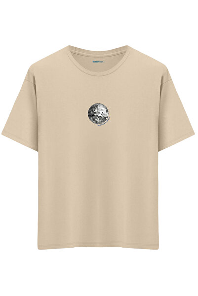 BetterThanCo تي شيرت ديسكو مطبوع بياقة دائرية ومقاس كبير